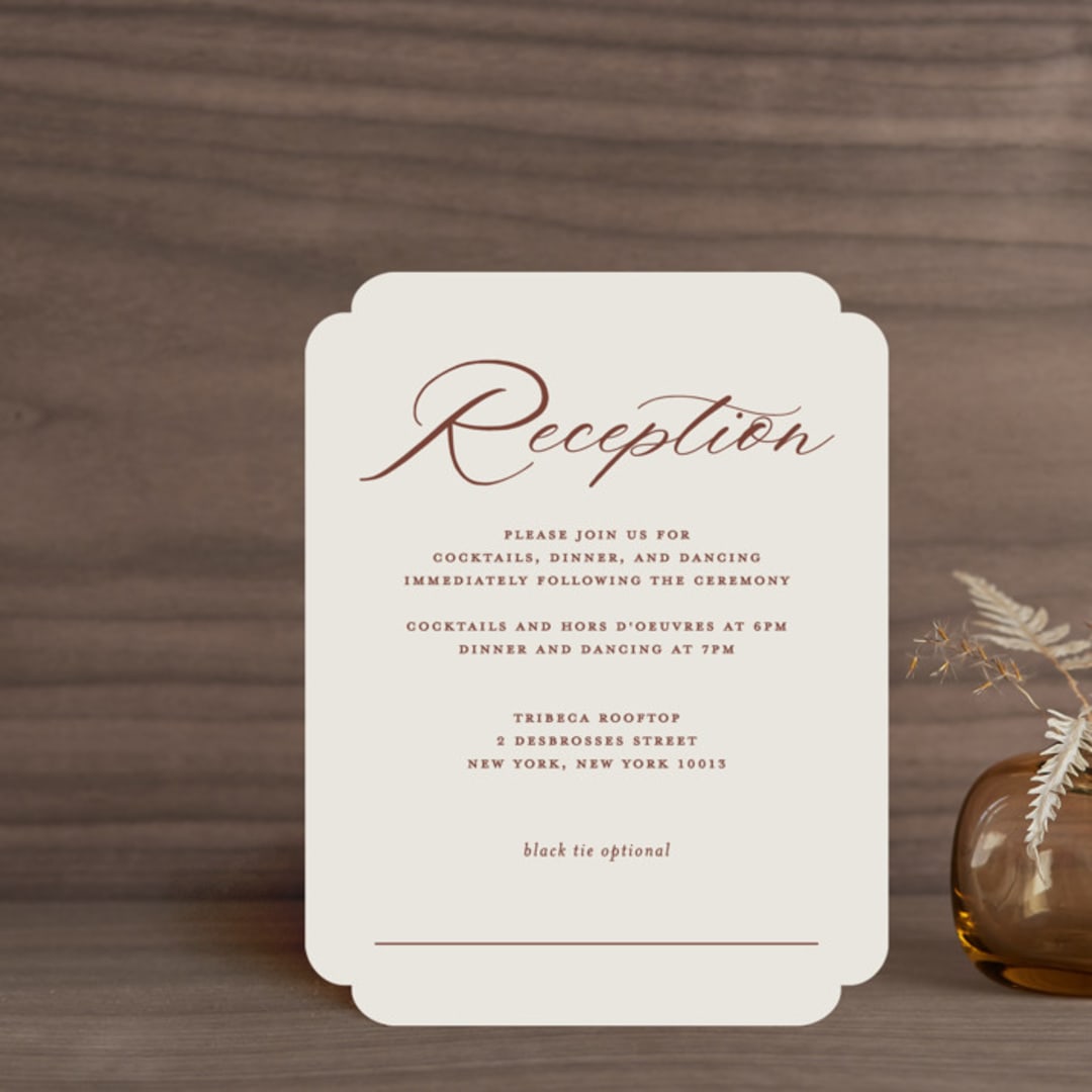 "Streamlined" - Reception Cards in Nutmeg by Nicole Barreto - Front