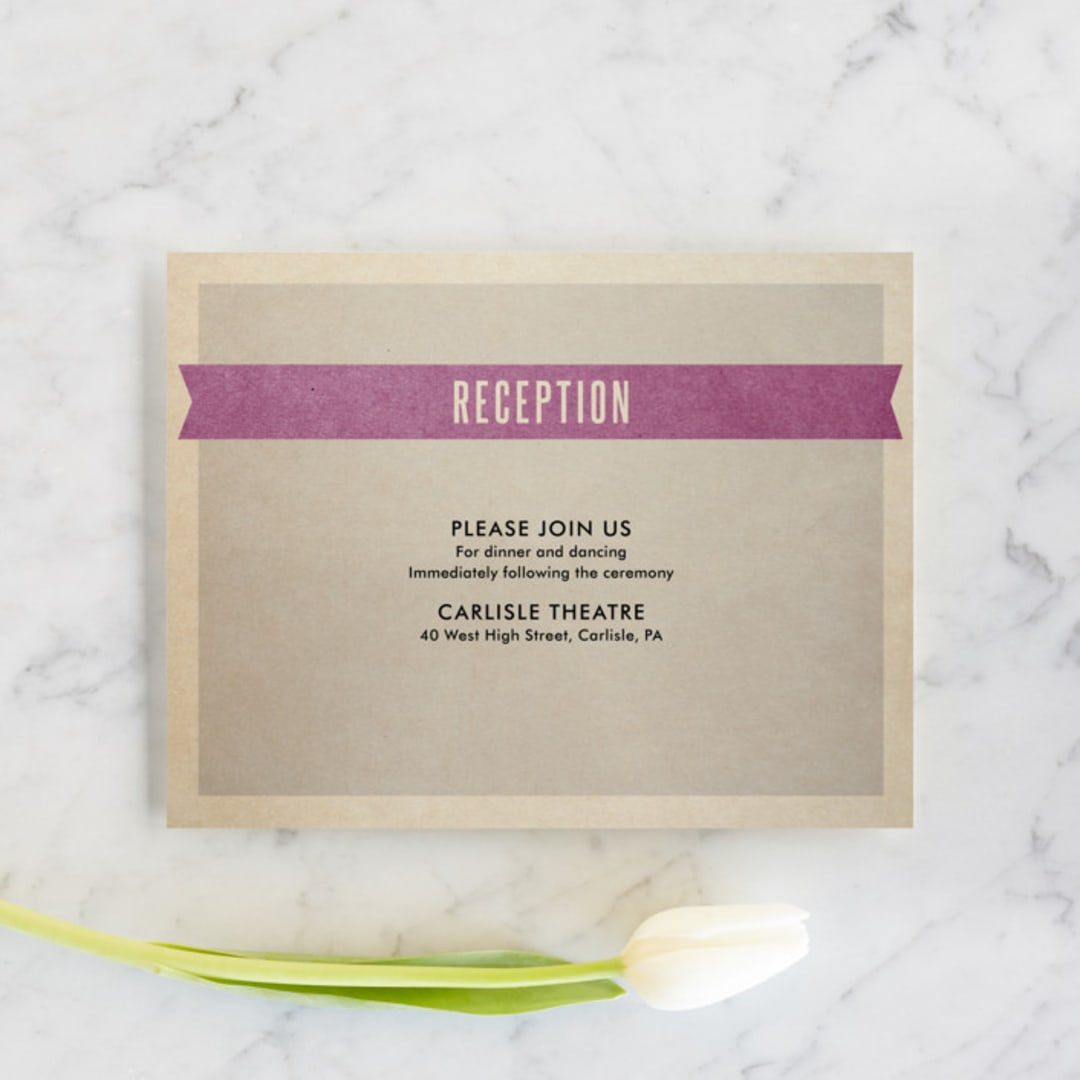 "Wedding Vinyl" - Reception Cards in Purple Jelly by Dawn Jasper - Front