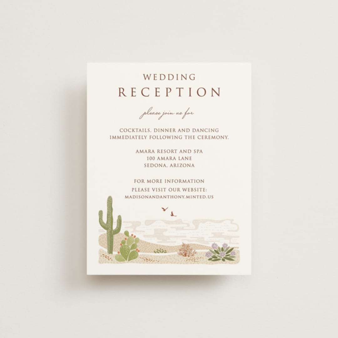 "Westward" - Reception Cards in Red Rock by Paper Sun Studio - Front