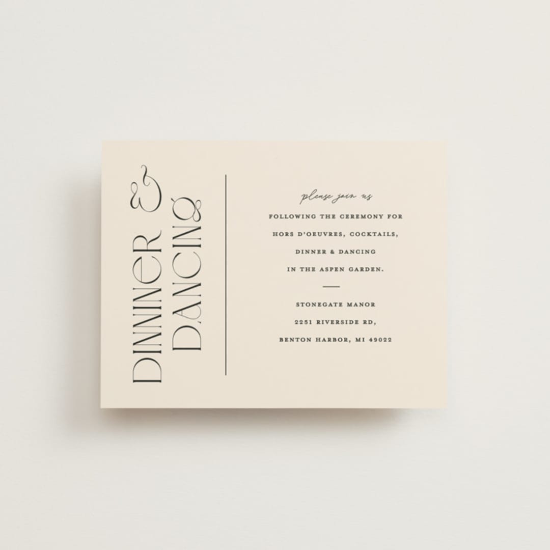 "The Manor" - Reception Cards in Buff by Pixel and Hank - Front