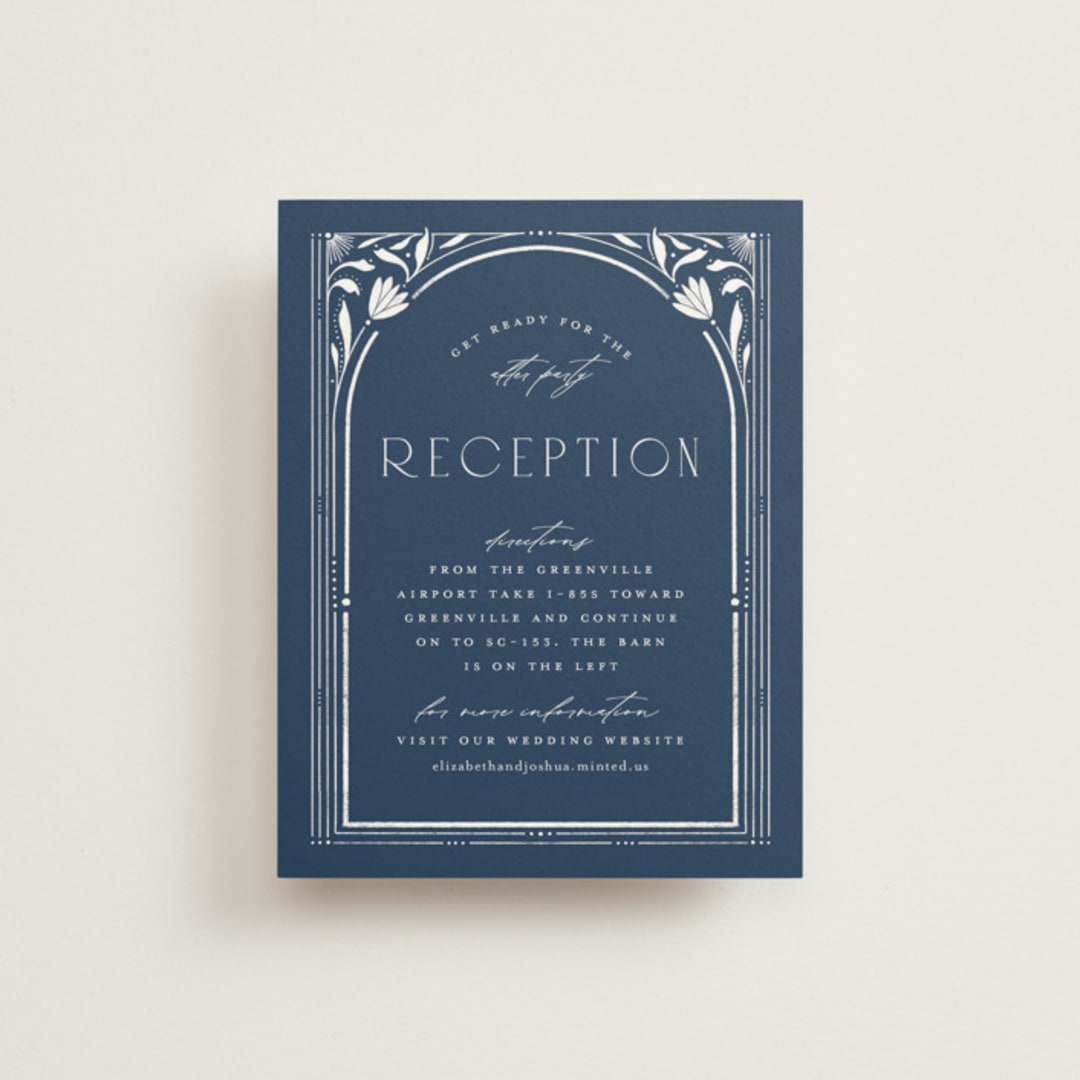 "Nouveau Frame" - Reception Cards in Delphinium by Ashley DeMeyere - Front