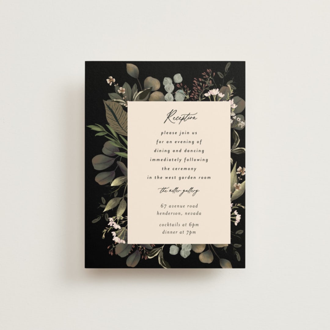 "Peonies & Sage" - Reception Cards in Fawn by Susan Moyal - Front