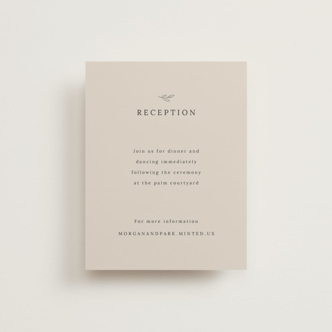 "leafy wreath" - Reception Cards in Taupe by Ghazal Ali - Front
