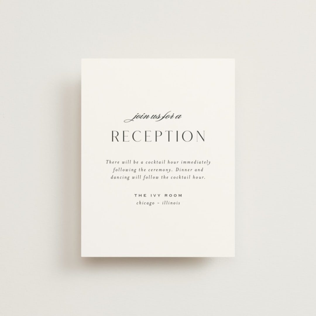 "More Than Words" - Reception Cards in Bridal White by Design Lotus - Front