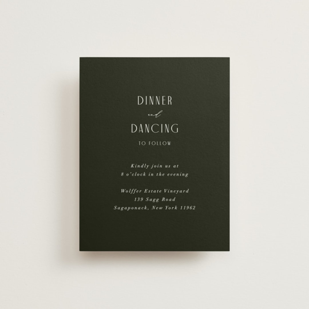 "Verdant" - Reception Cards in Moss by Nicoletta Savod - Front