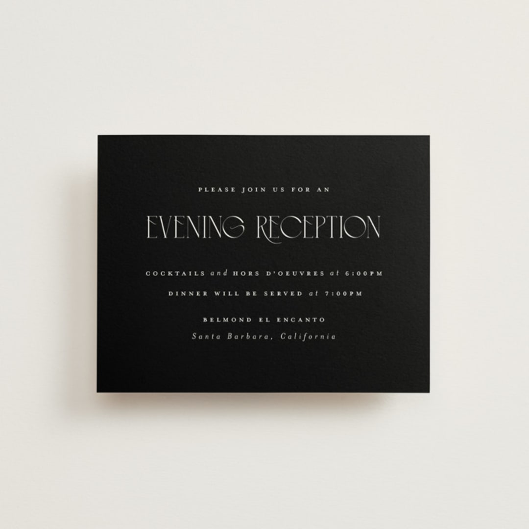 "Black-Tie" - Reception Cards in Noir by Benita Crandall - Front