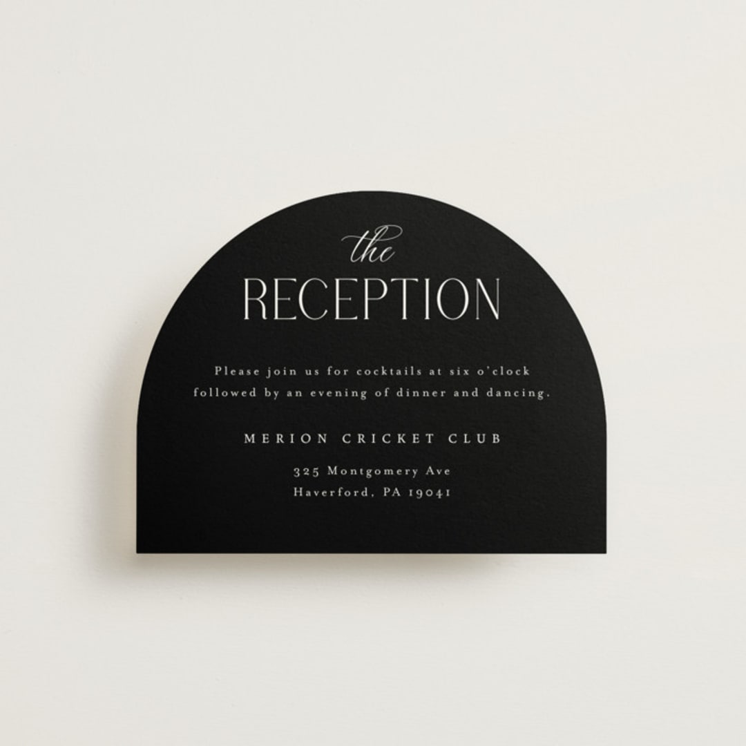 "Bold Elegance" - Reception Cards in Snow by Katherine Moynagh - Front