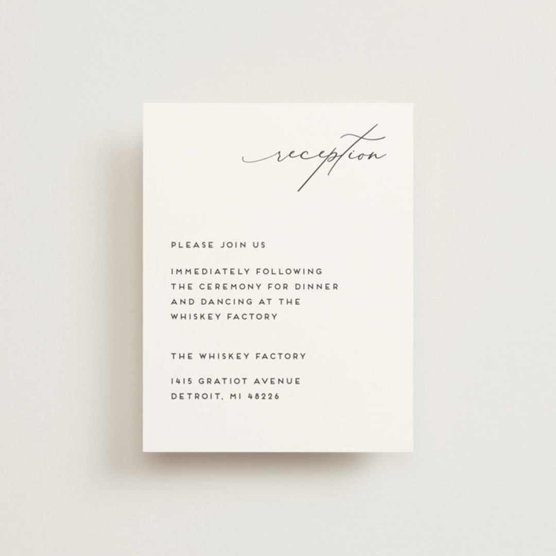 "the script" - Reception Cards in Tuxedo by Genna Blackburn - Front