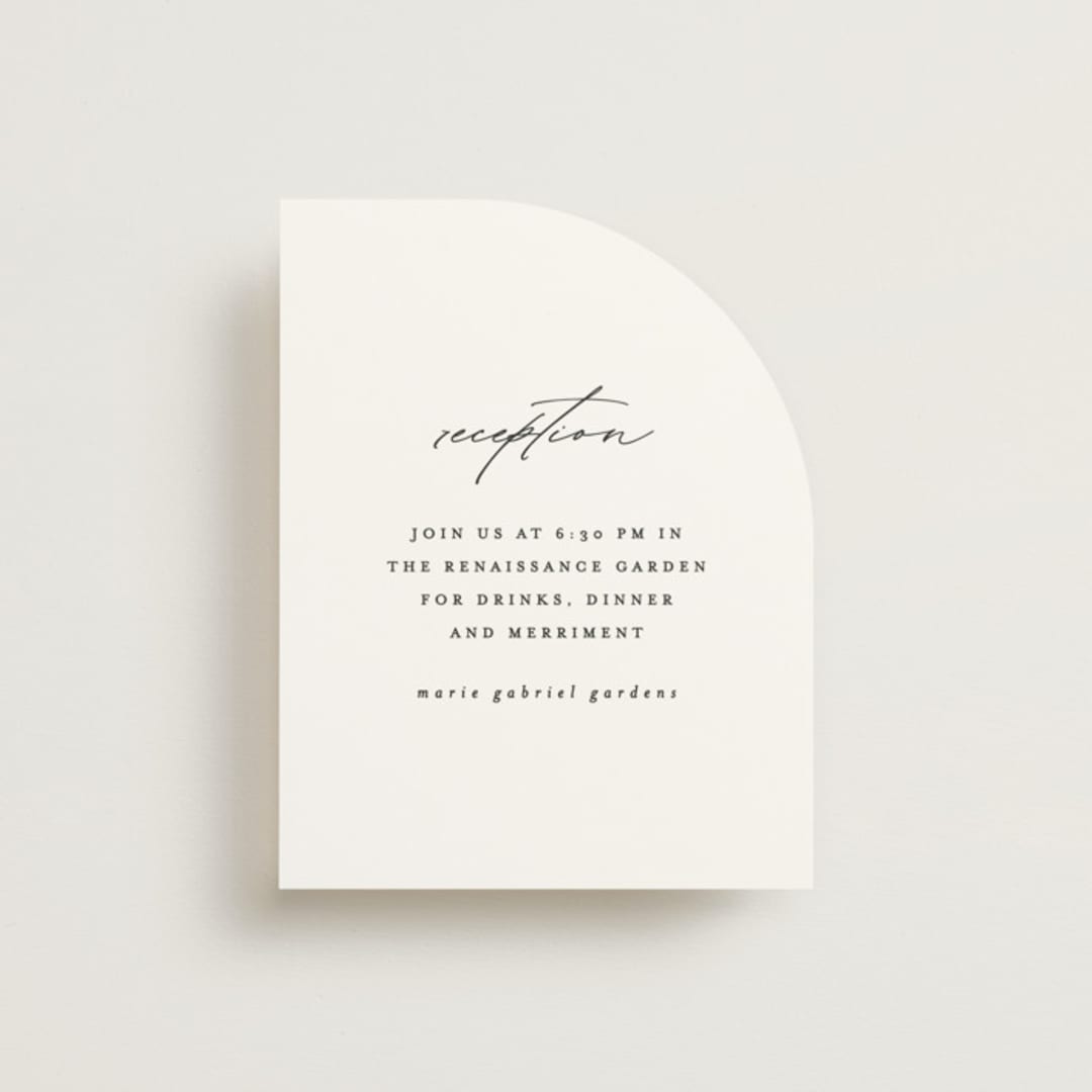 "Delicate Script" - Reception Cards in Cotton by Angela Thompson - Front