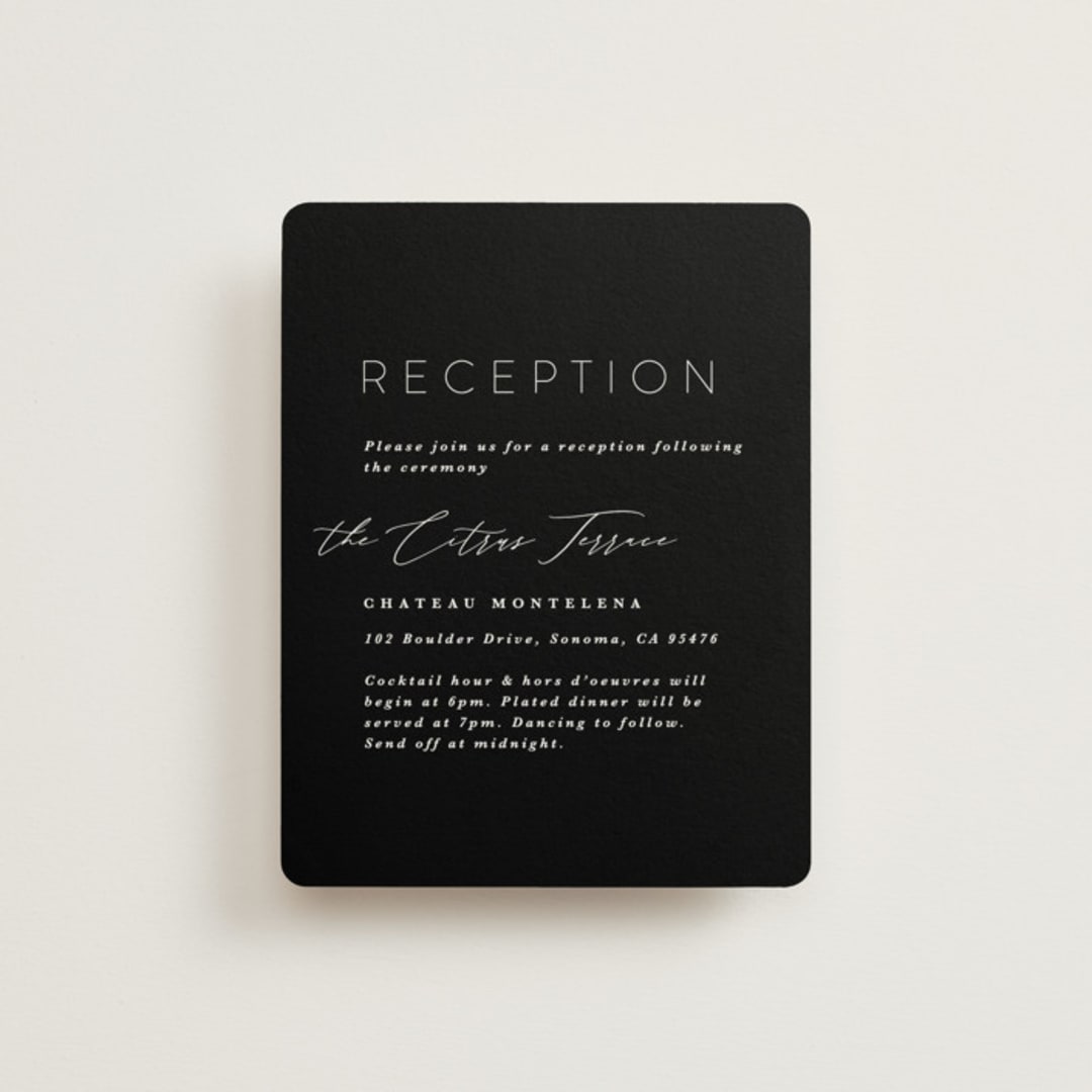 "Paire" - Reception Cards in Tuxedo by Kate Ahn - Front