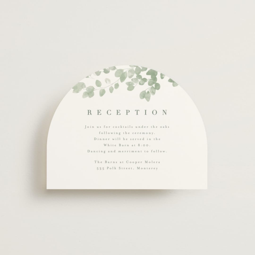 "Vining" - Reception Cards in Eucalyptus by Kristie Kern - Front