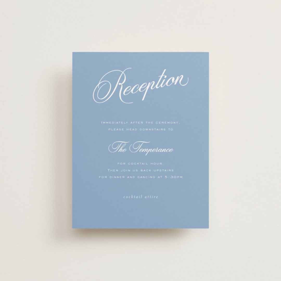 "Marenza" - Reception Cards in Bluebell by Jessica Williams - Front