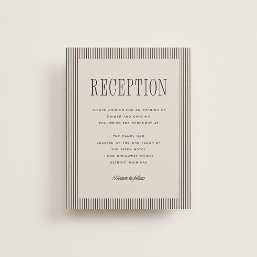 "Linea" - Reception Cards in Noir by Pixel and Hank - Front