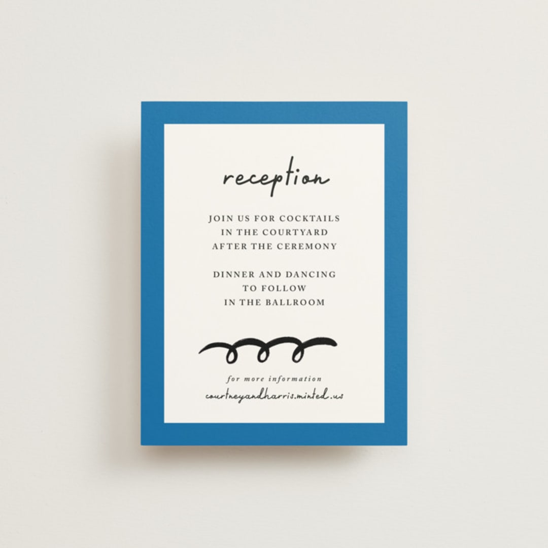 "Swirl Frame" - Reception Cards in Cobalt by mo kelley - Front