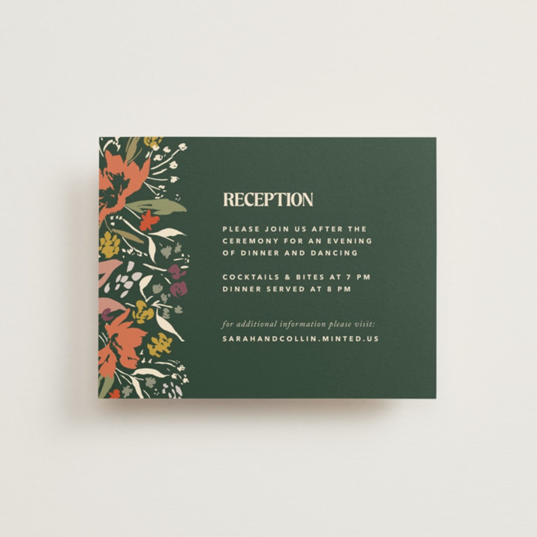 "Bridal Bouquet" - Reception Cards in Verde by Kindred Fields - Front