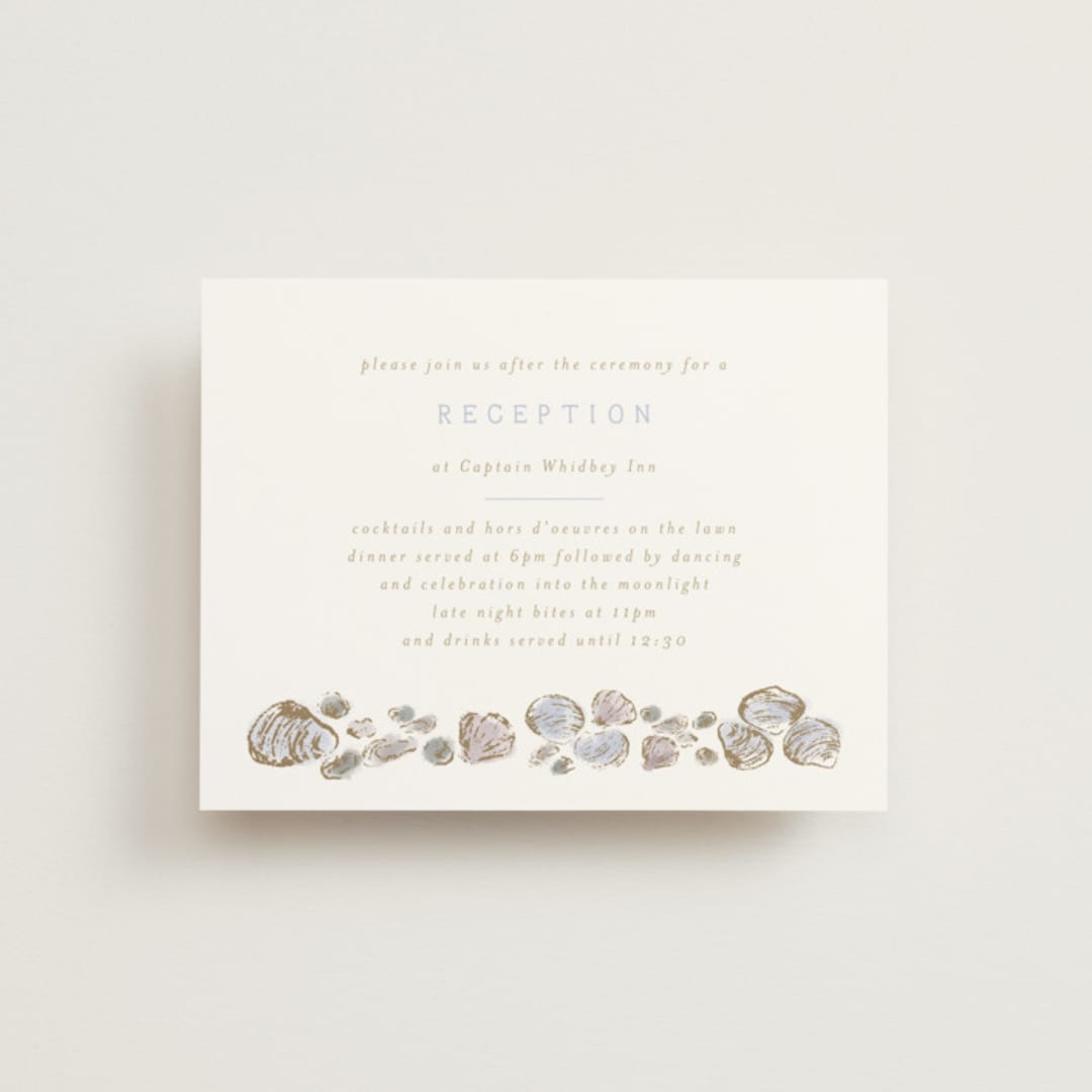 "Rocky Seaside Frame" - Reception Cards in Ocean by Shiny Penny Studio - Front