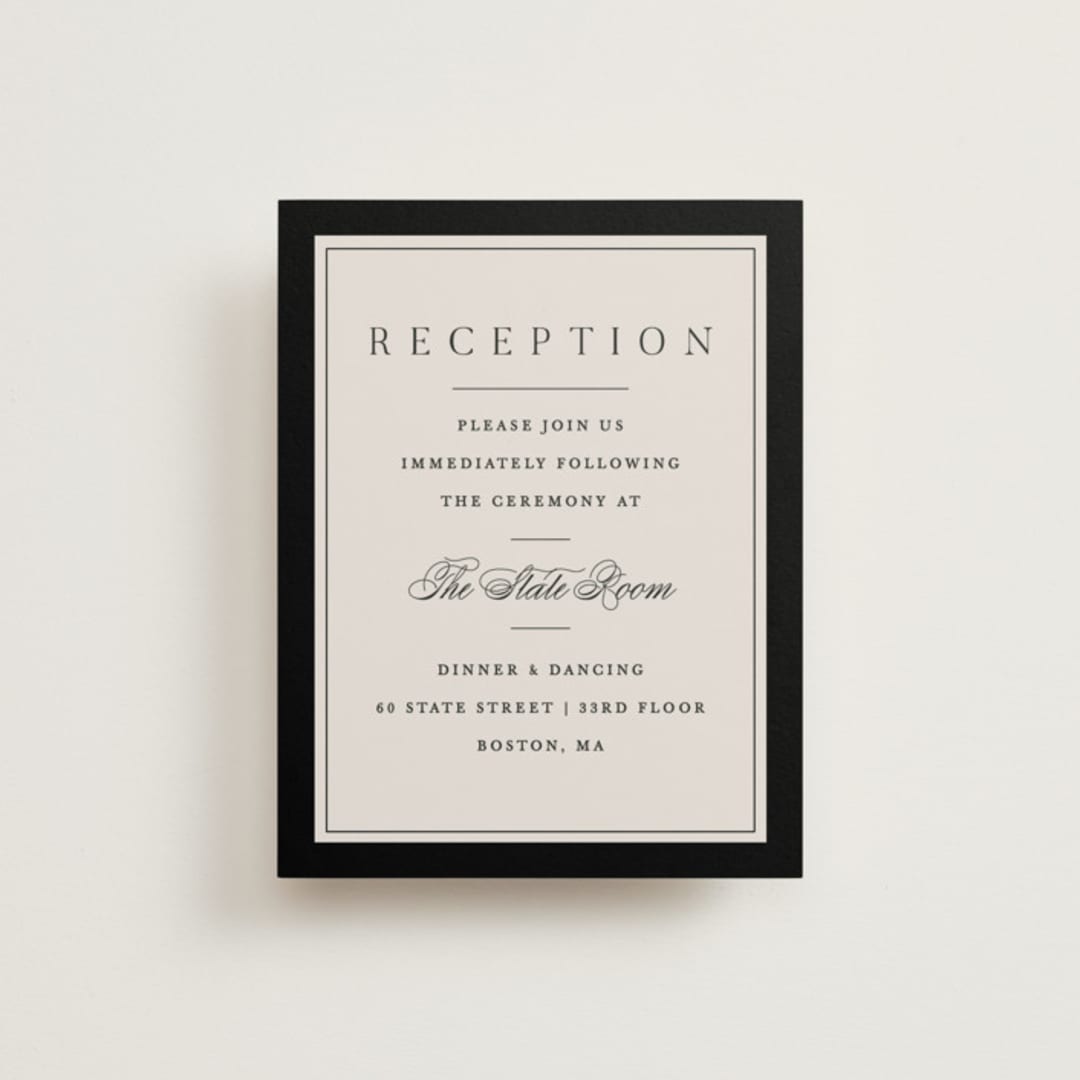"Cambridge" - Reception Cards in Tuxedo by Amy Kross - Front