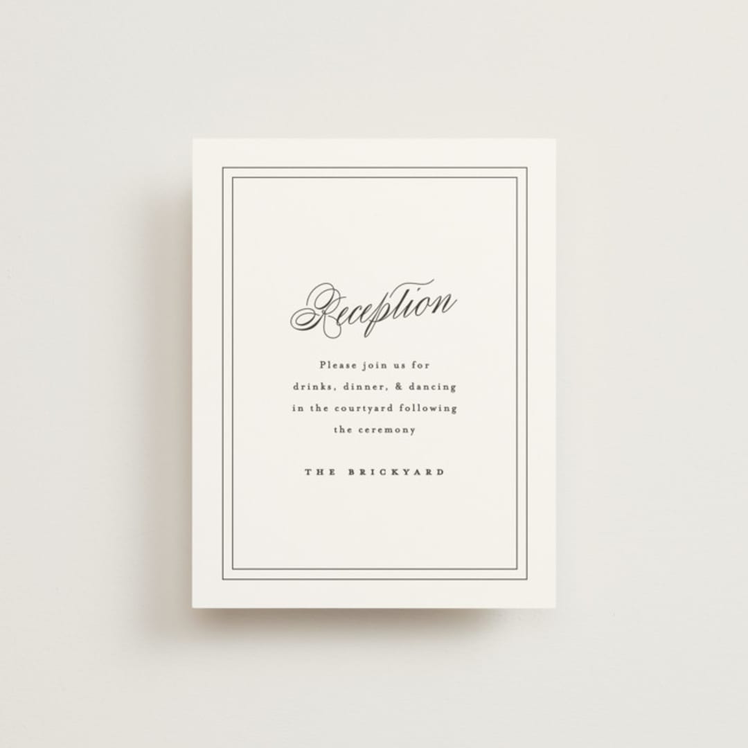 "Arcadia" - Reception Cards in Noir by Olivia Raufman - Front