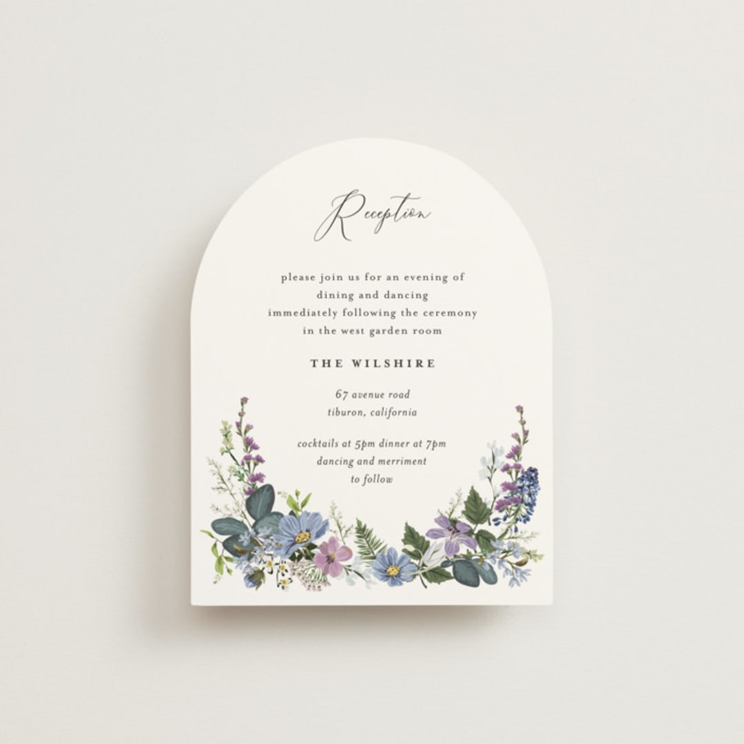 "Lilac Bloom" - Reception Cards in Lavender by Susan Moyal - Front