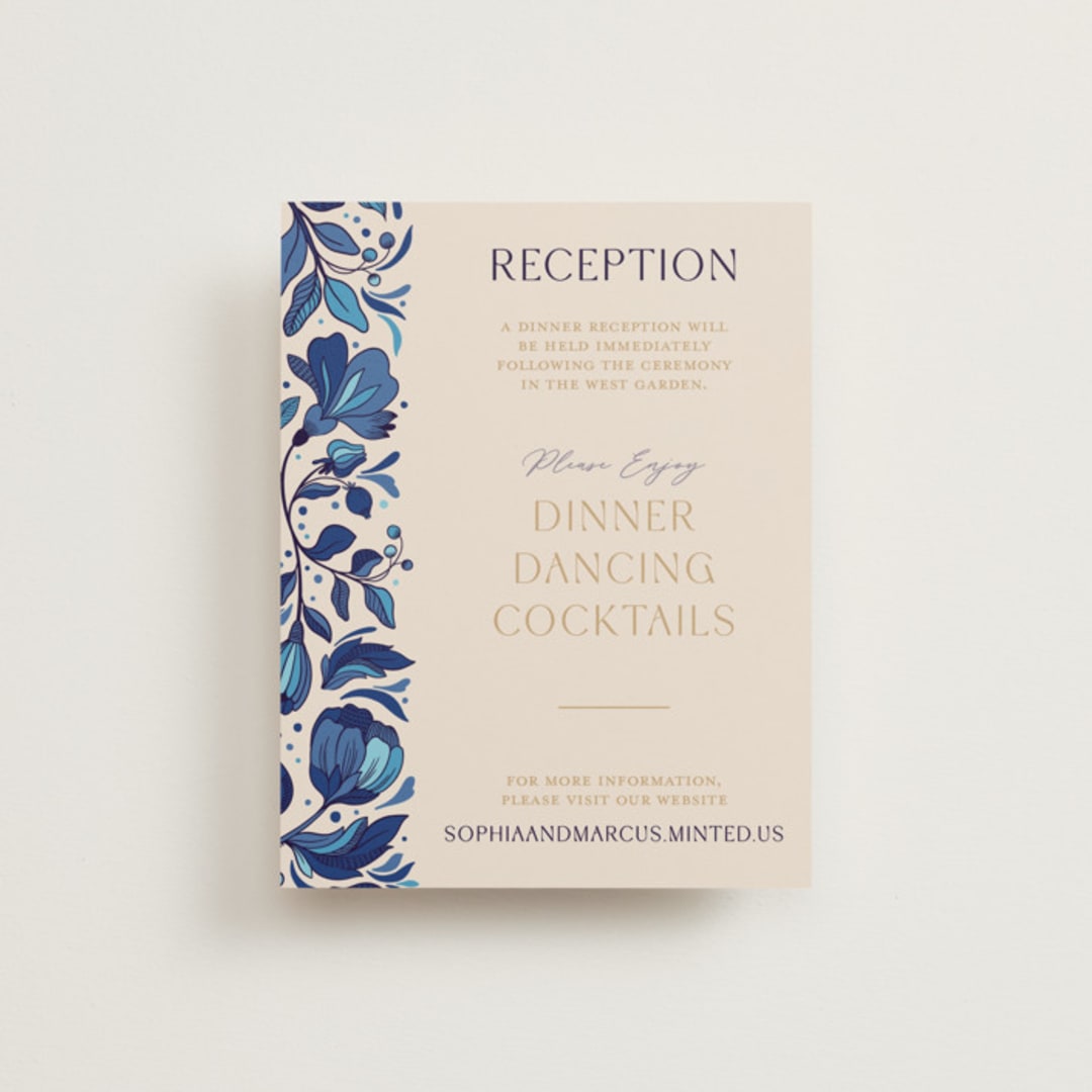 "Gilded" - Reception Cards in Cerulean by GeekInk Design - Front