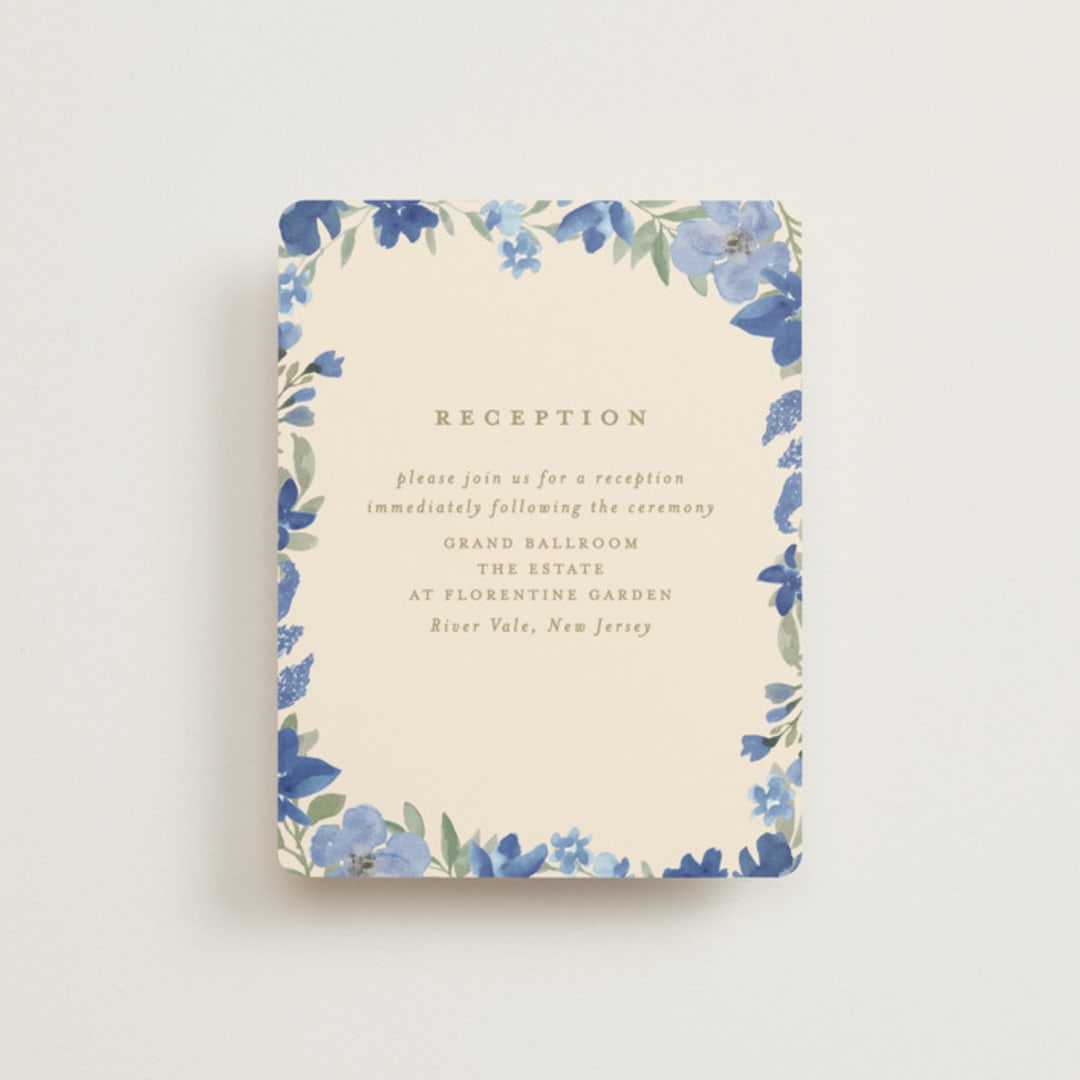 "Nilgiri" - Reception Cards in Blueberry by Creo Study - Front