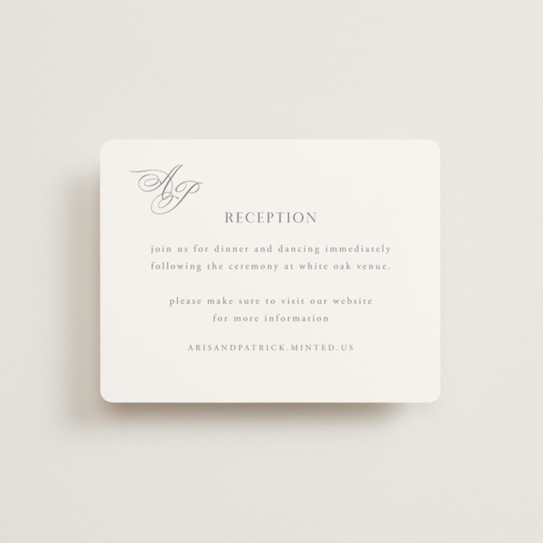 "Regal" - Reception Cards in Snow by Melinda Denison - Front