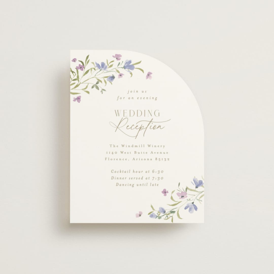"Sweeping Meadow" - Reception Cards in Wisteria by Everett Paper Goods - Front