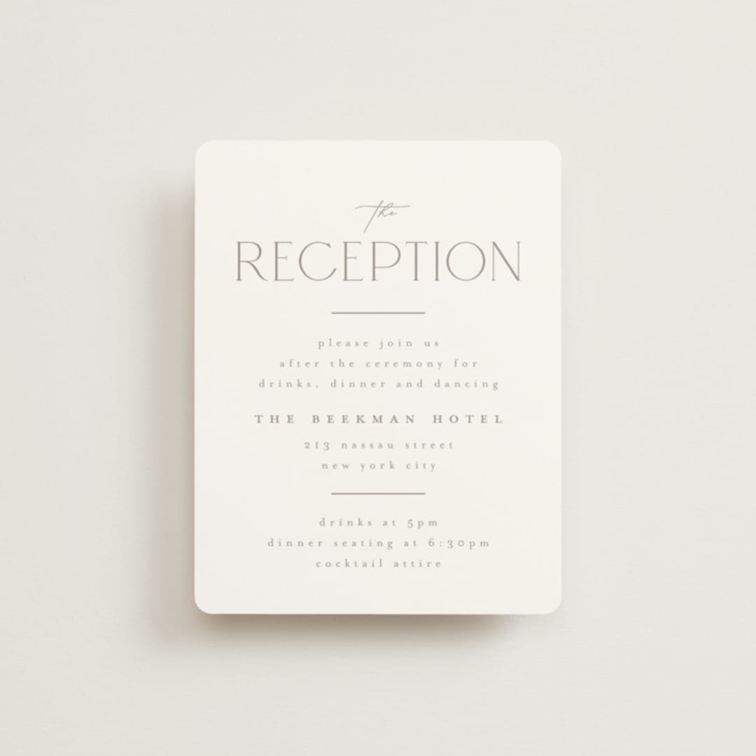 "The Hudson" - Reception Cards in Latte by Kristie Kern - Front