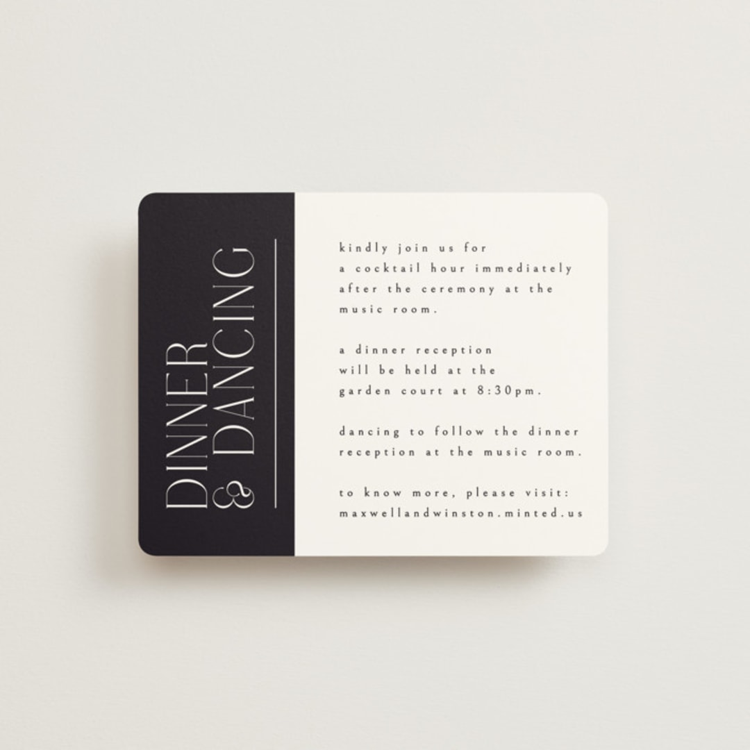 "Wedding Editorial" - Reception Cards in Tuxedo by Ana de Sousa - Front