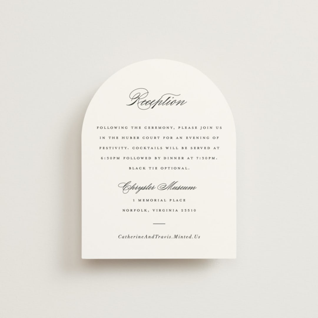 "Classically Elegant" - Reception Cards in Snow by Brandy Folse - Front