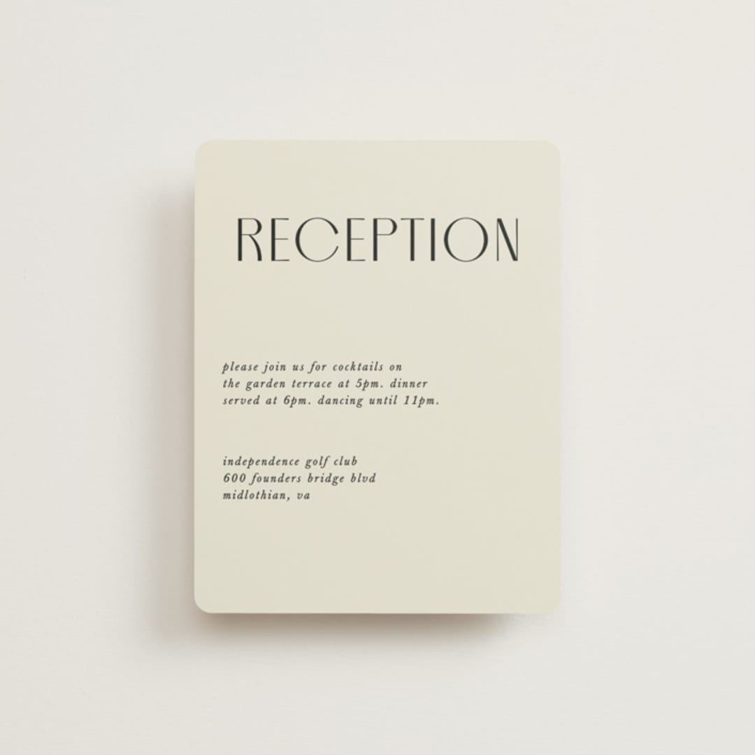 "Commonwealth" - Reception Cards in Ecru by That Girl Press - Front