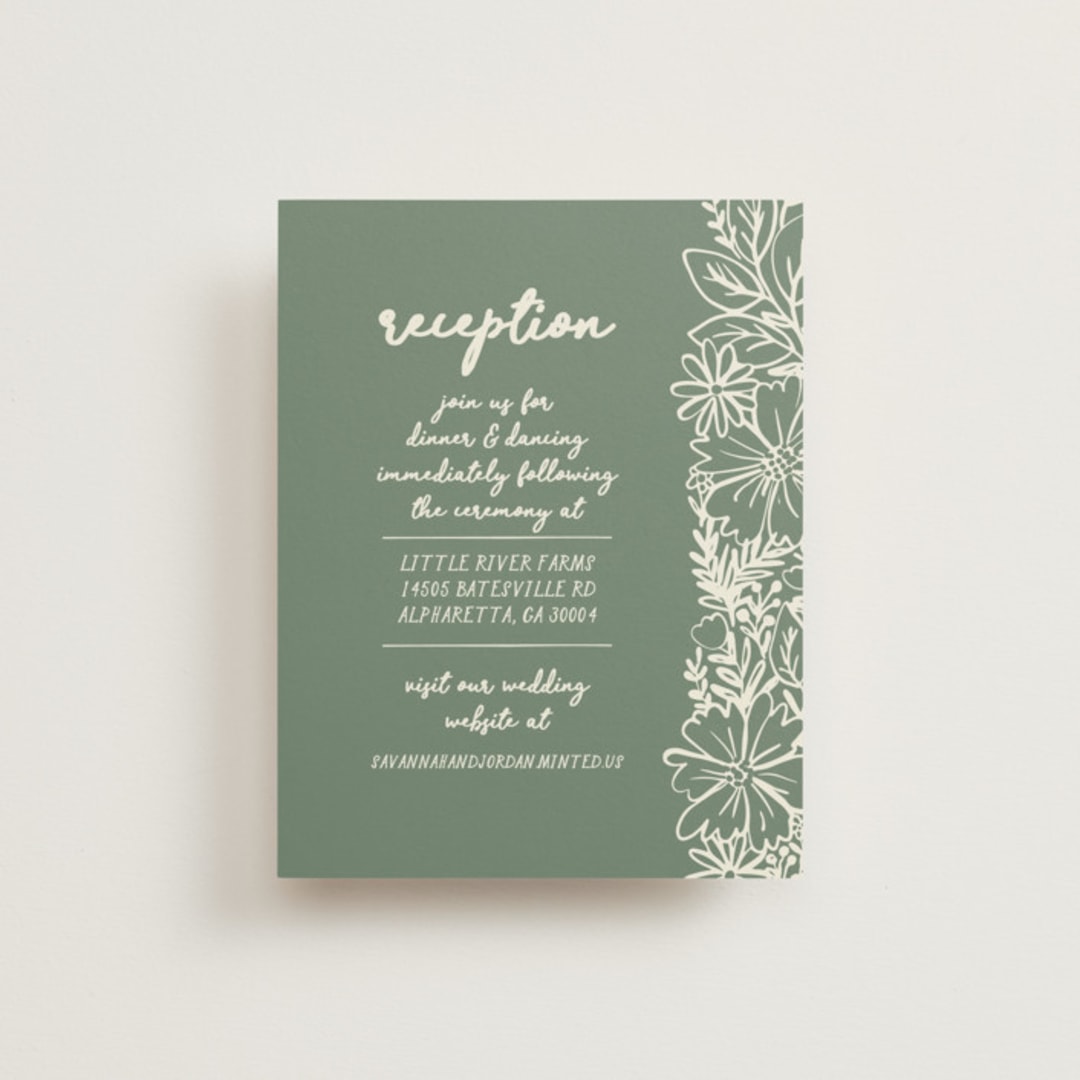 "Bloom" - Reception Cards in Waterfall by Kelly Watkins - Front