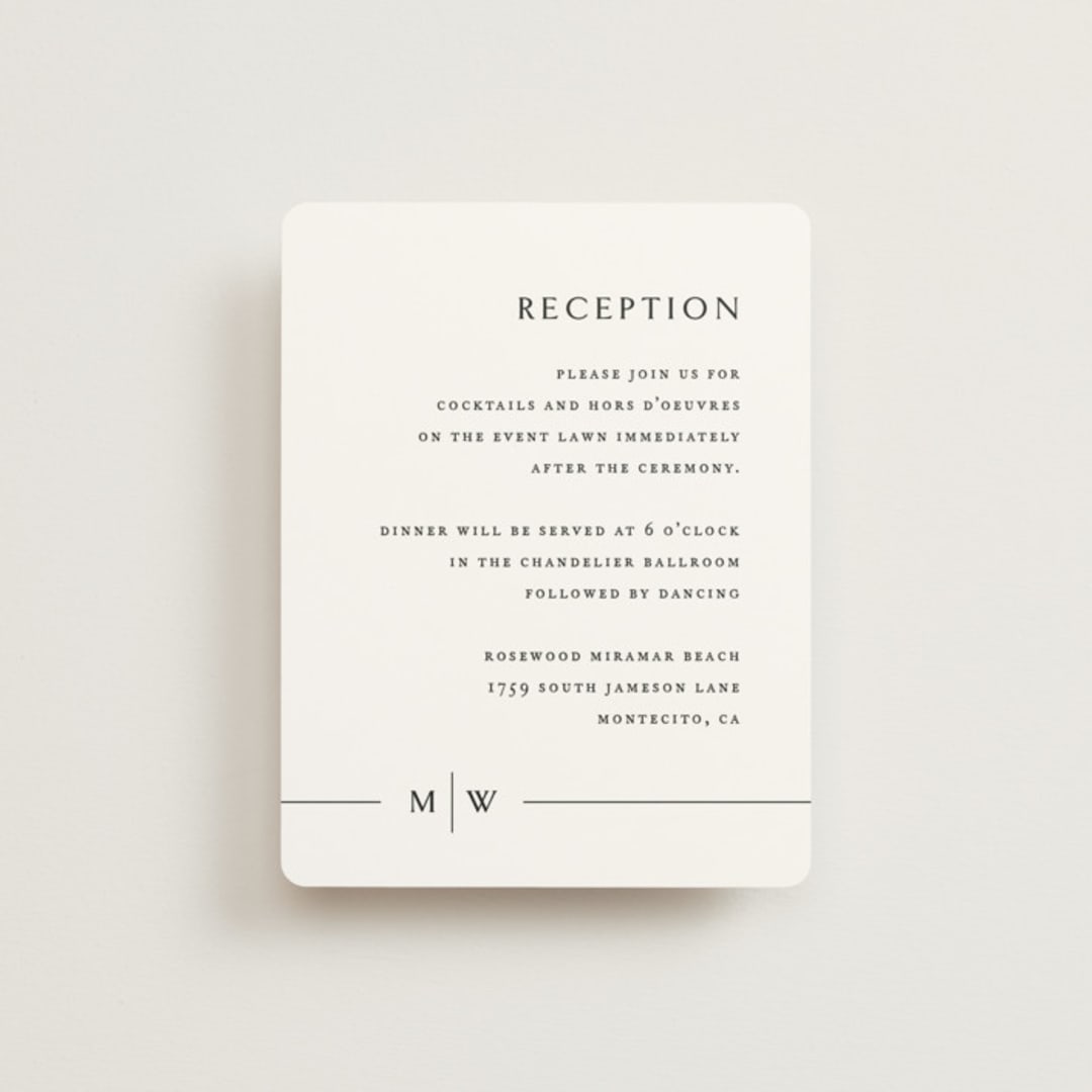 "Align" - Reception Cards in Cotton by Jennifer Postorino - Front