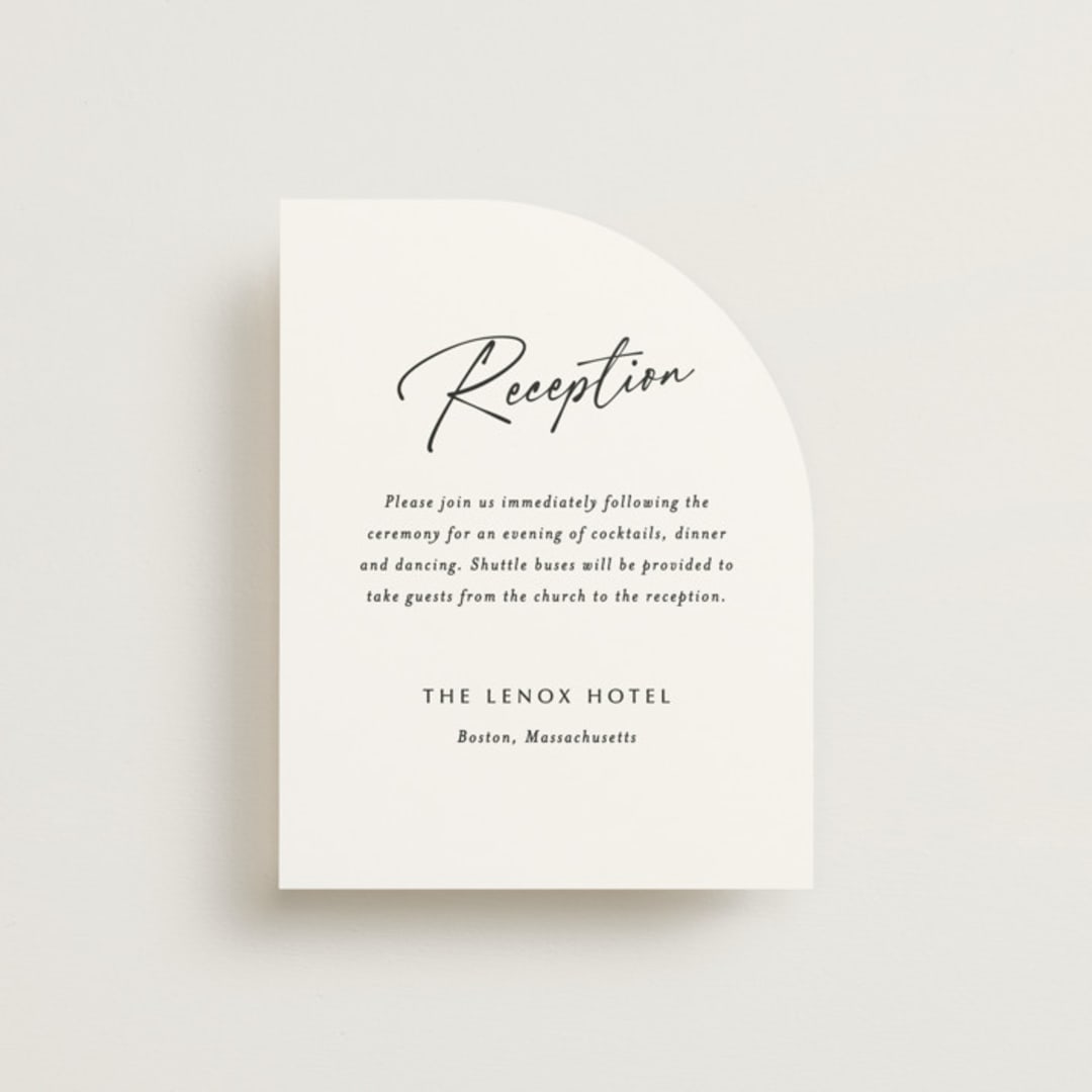 "Belle Romance" - Reception Cards in Onyx by Katherine Moynagh - Front