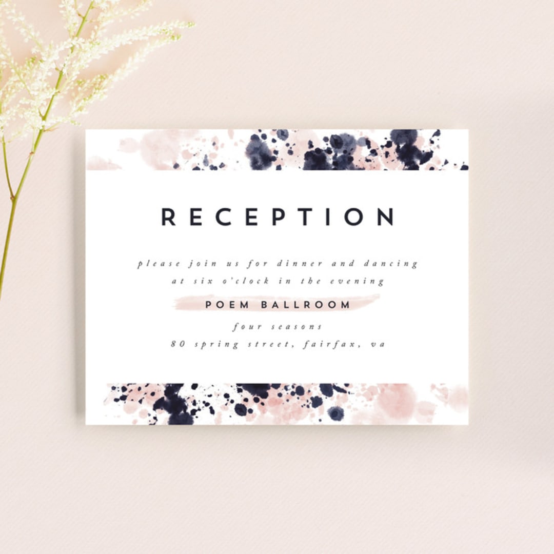 "artful celebration" - Reception Cards in Blush by Qing Ji - Front
