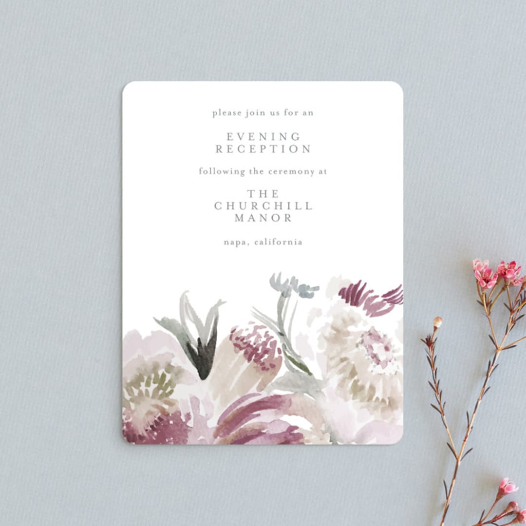 "romantic bouquet" - Reception Cards in Plum by Phrosné Barwood - Front