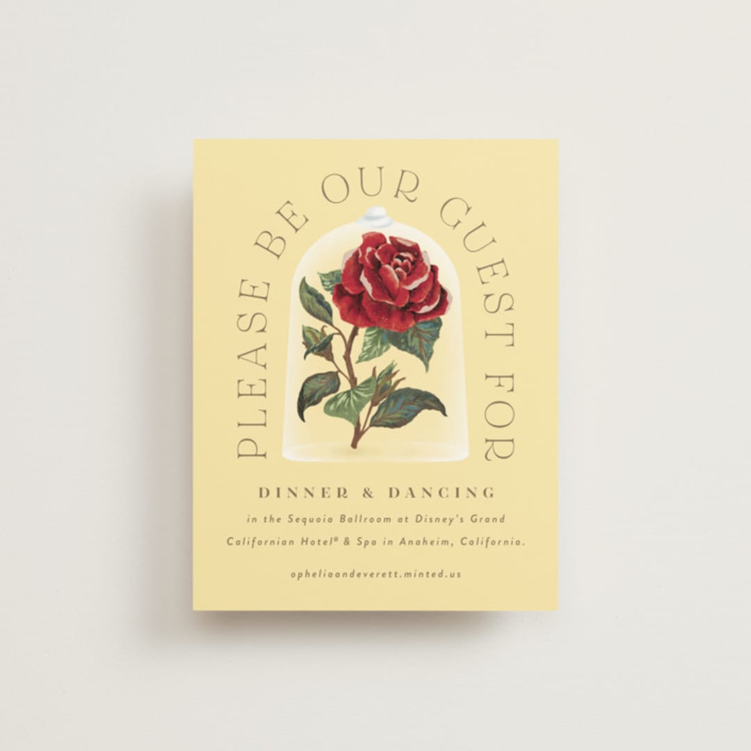 "Enchanted Rose from Disney's Beauty & The Beast" - Reception Cards in Mimosa by Leah Bisch - Front