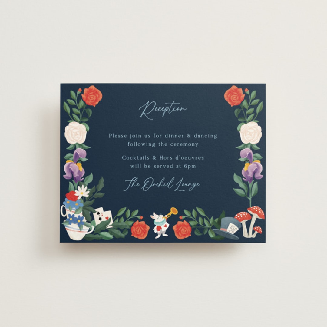 "Disney's Alice In Wonderland Garden Tea Party" - Reception Cards in Evening by Elly - Front