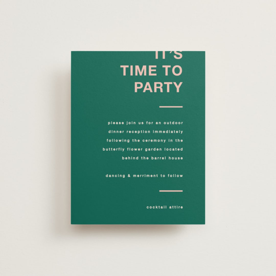 "Bold Type" - Reception Cards in Parrot by Owl and Toad - Front