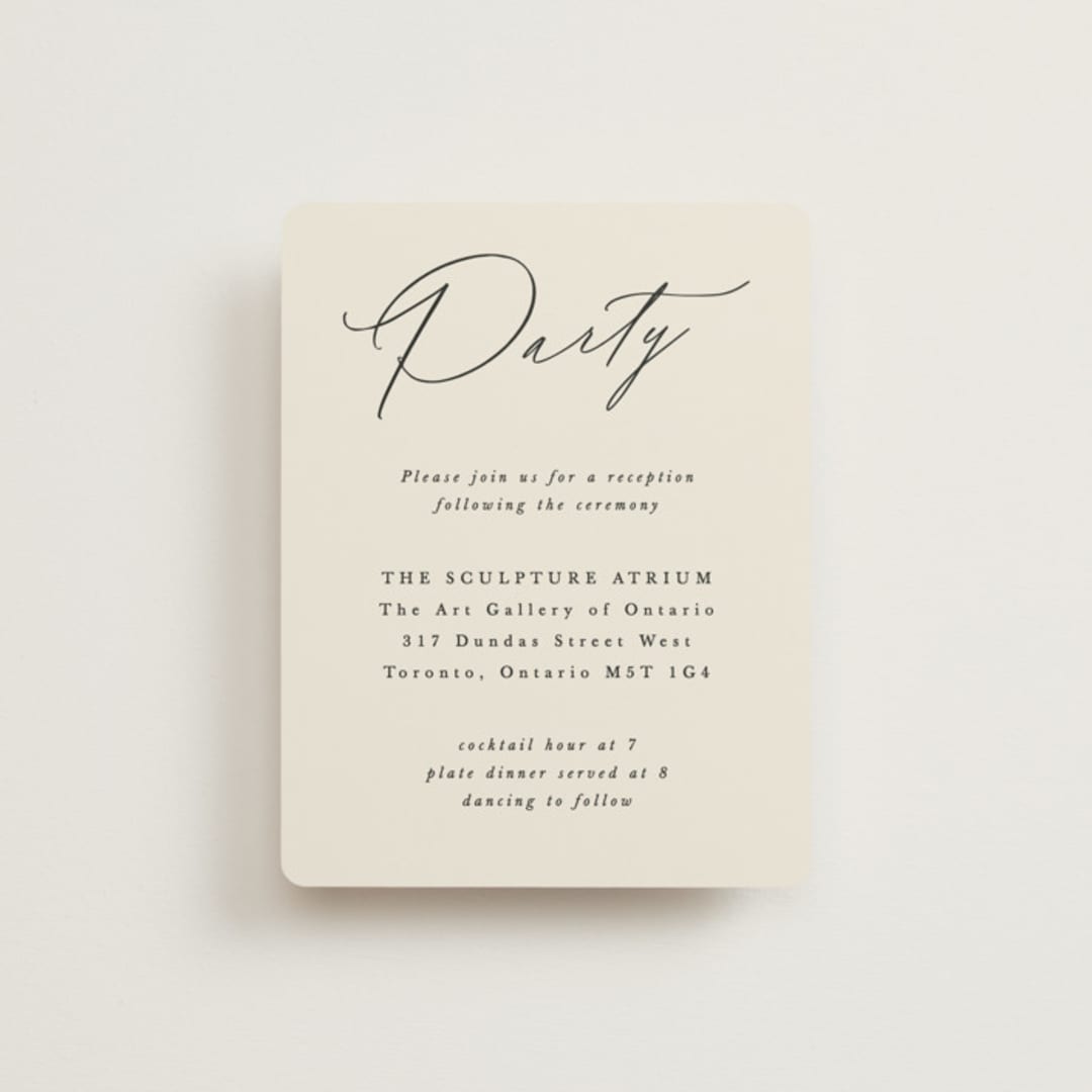 "Scripted Names" - Reception Cards in Ecru by Hooray Creative - Front