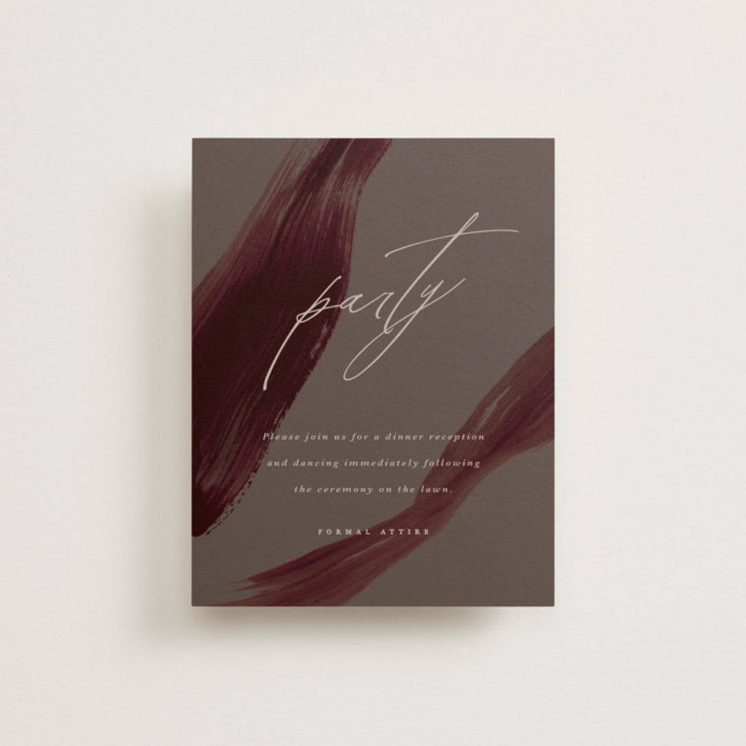 "Garnet" - Reception Cards in Walnut by Olivia Kanaley Inman - Front