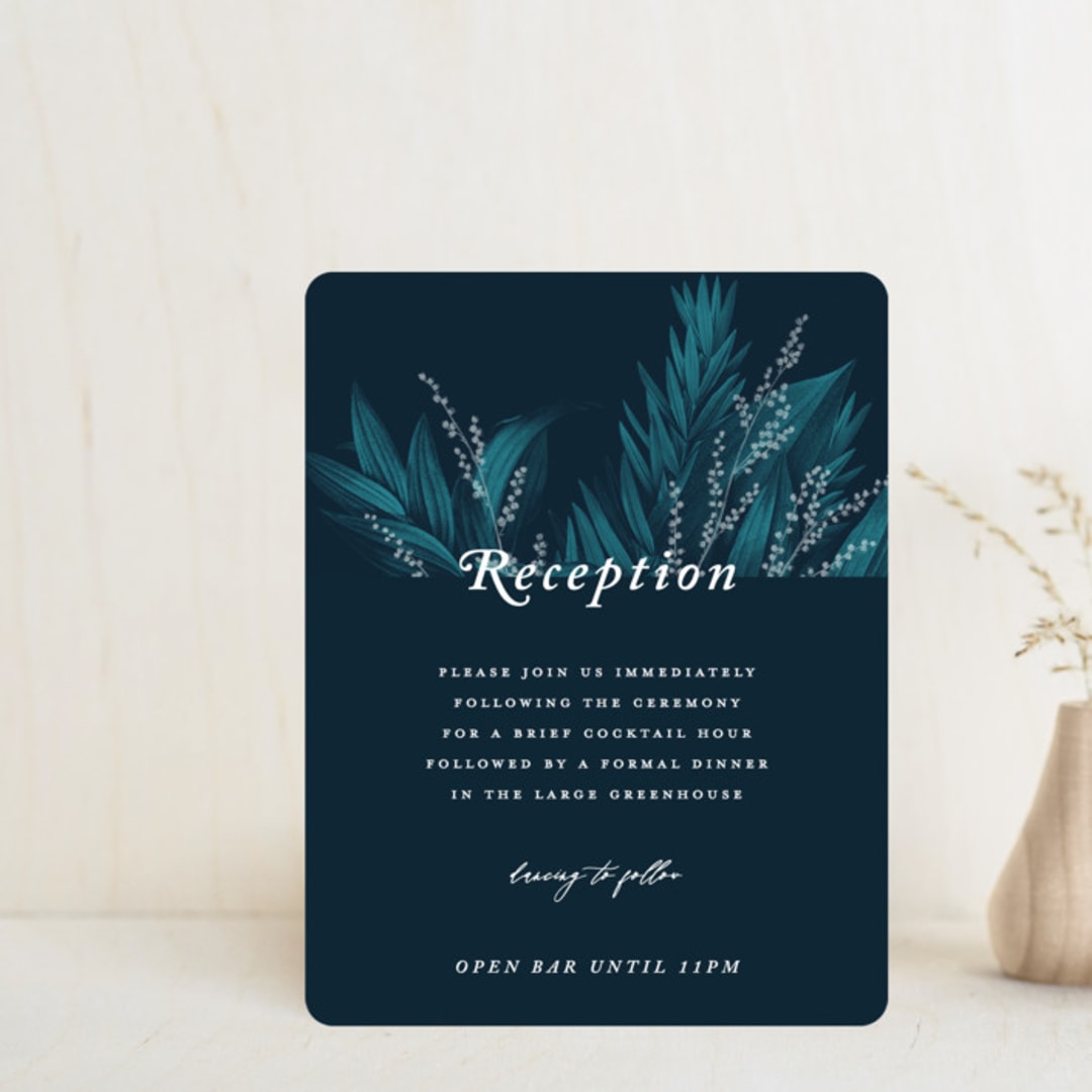 "Moonlit Garden" - Reception Cards in Twilight by GeekInk Design - Front