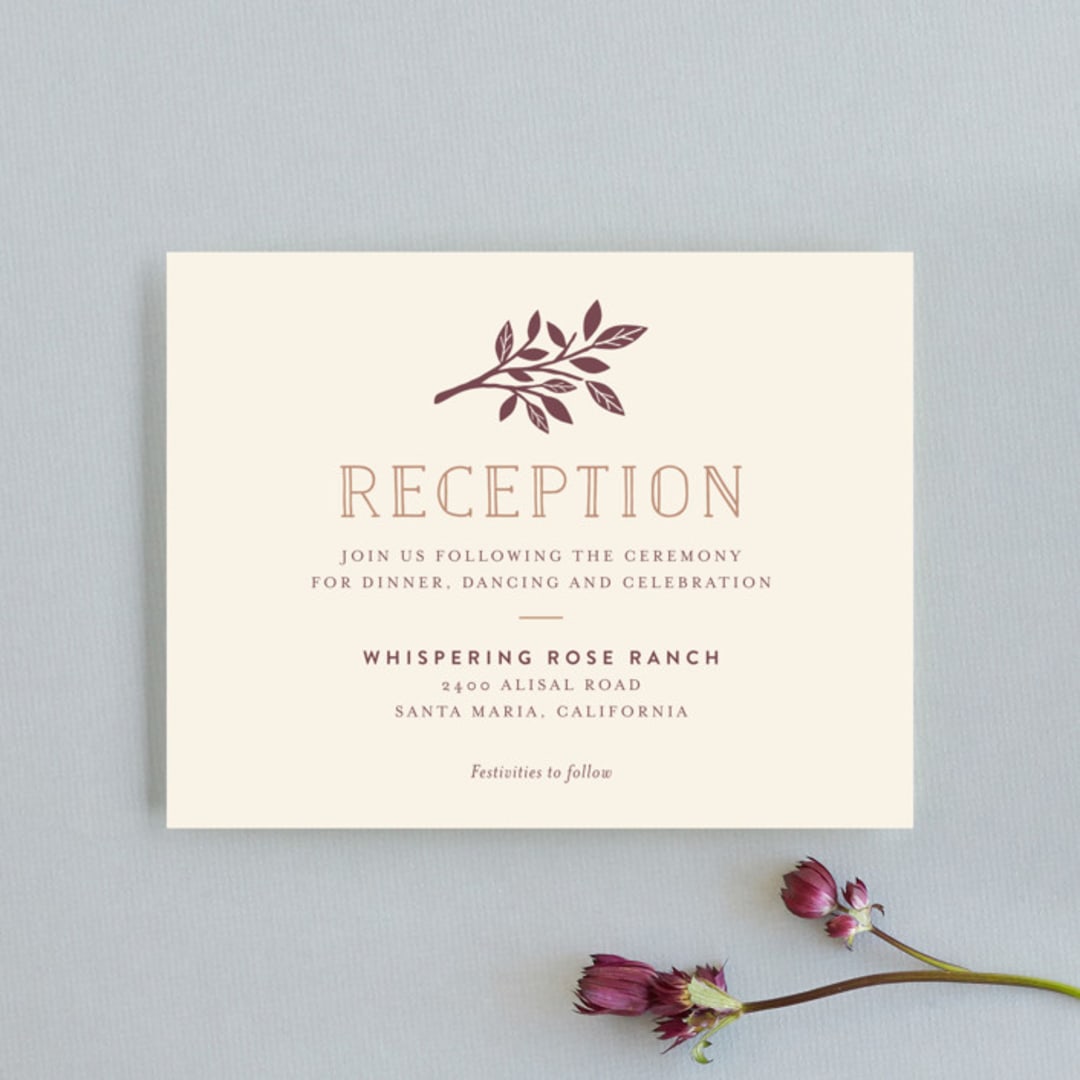 "Enchanted" - Reception Cards in Bark by Griffinbell Paper Co. - Front