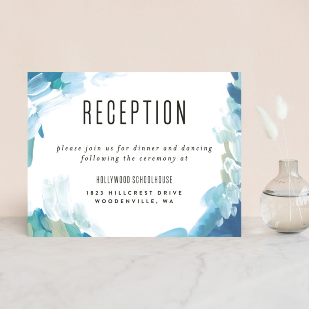 "Gallery Abstract Art" - Reception Cards in Ocean by Alethea and Ruth - Front