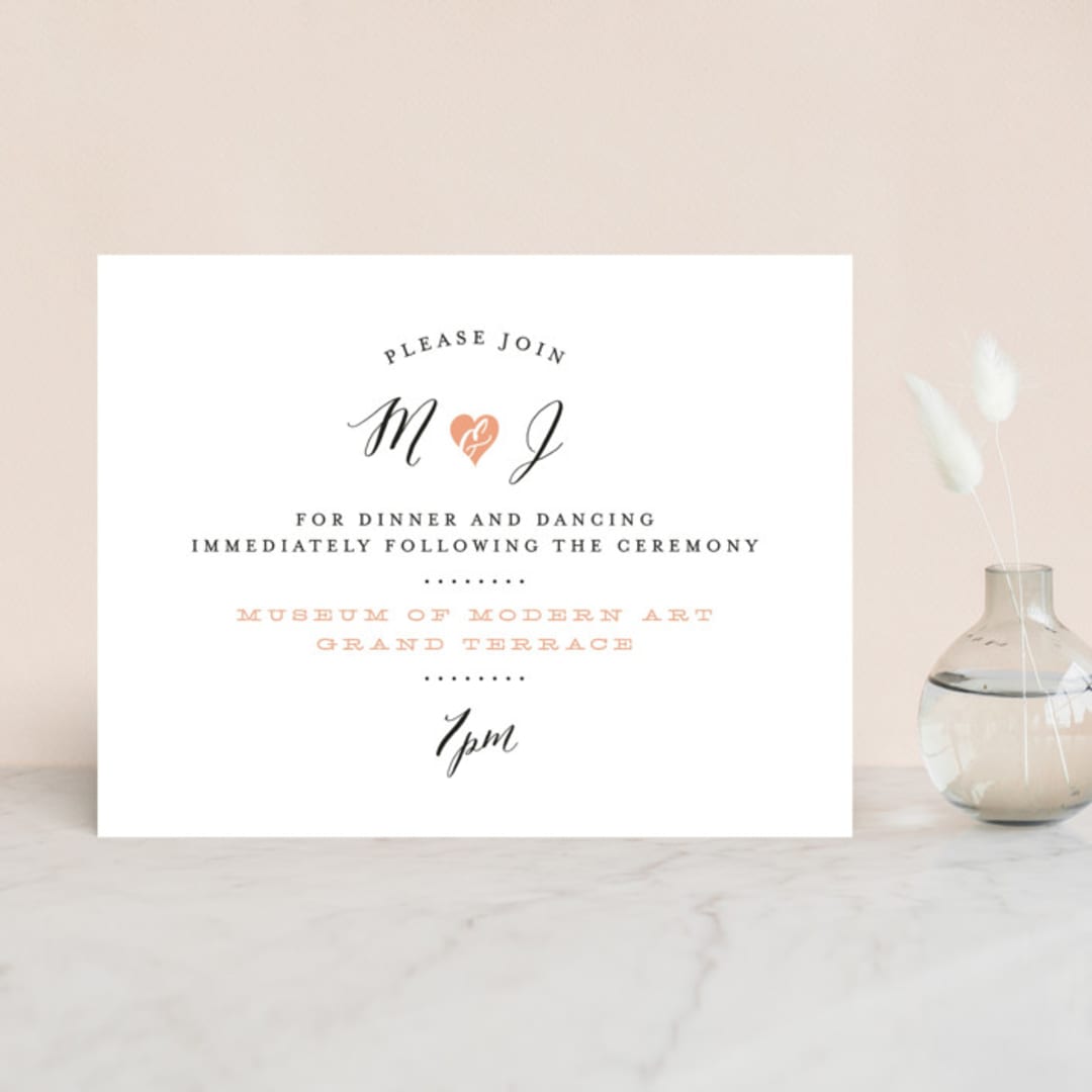 "Heartbeat" - Reception Cards in Petal by Sarah Curry - Front