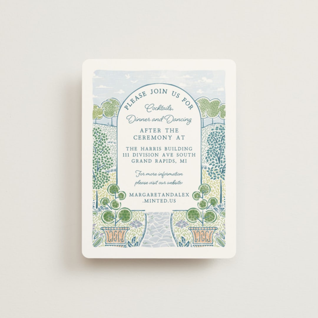 "Going to the Chapel" - Reception Cards in Meadow by Paper Sun Studio - Front