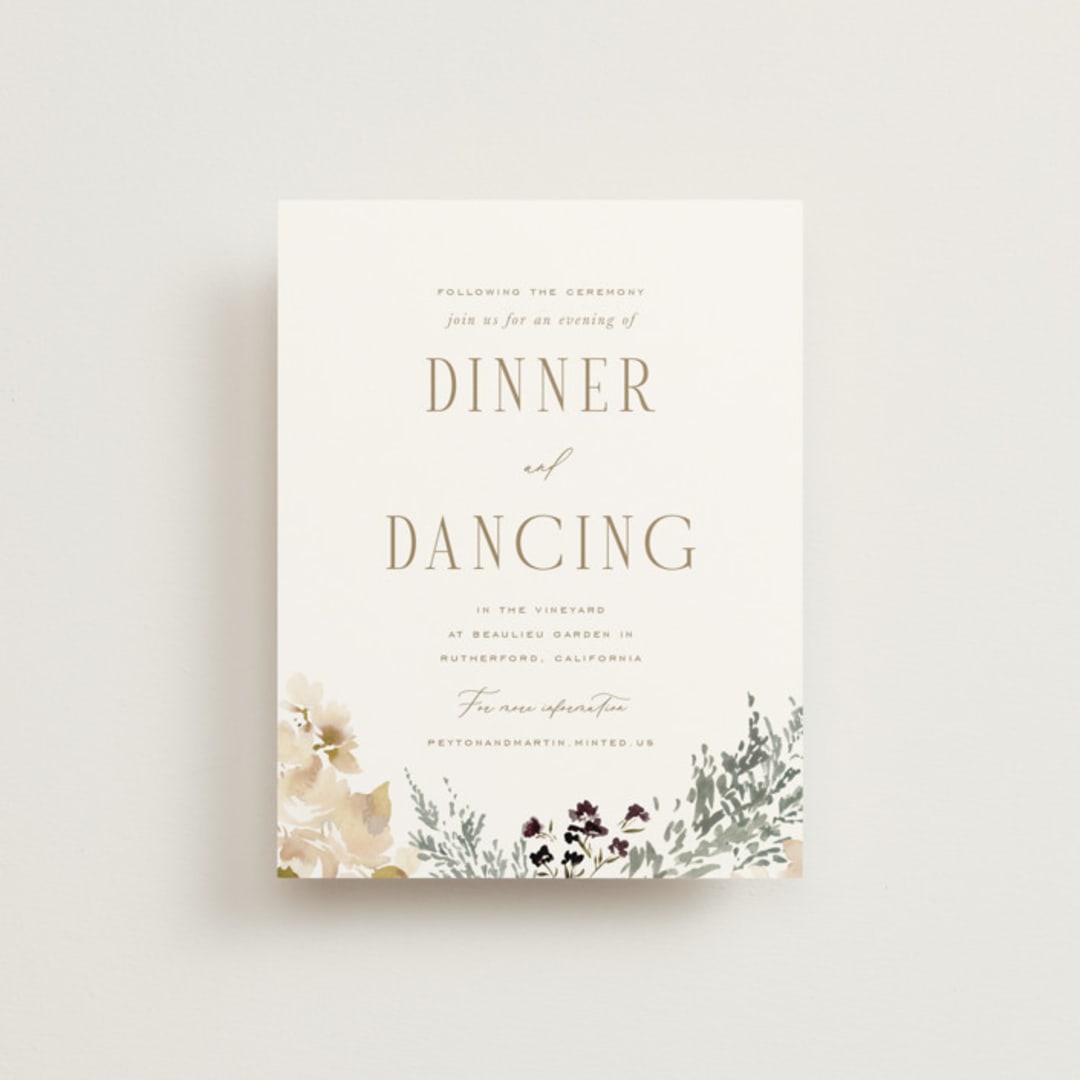 "Sprigs of Joy" - Reception Cards in Pearl by Leah Bisch - Front