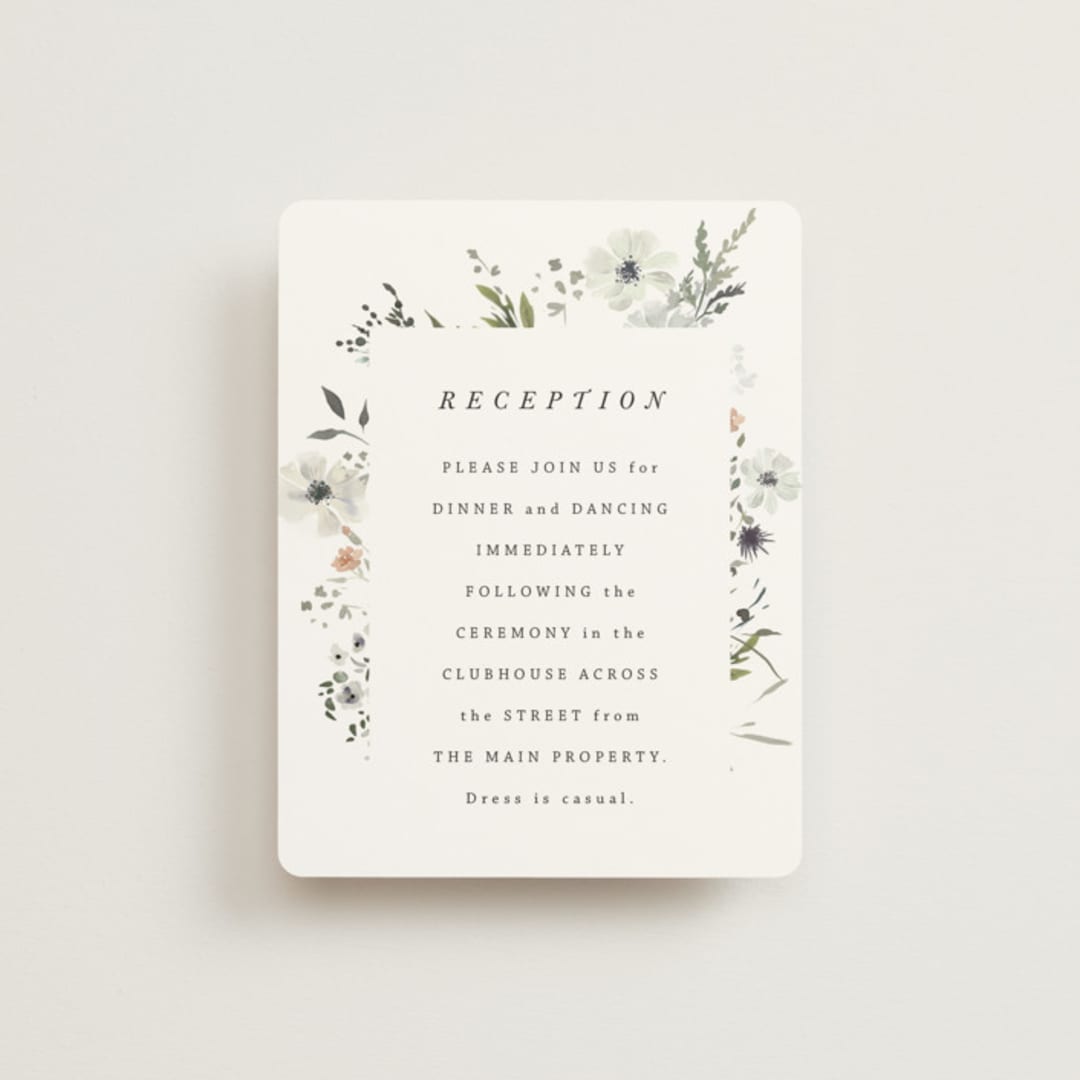 "Wildflower Garden" - Reception Cards in Lace by Hannah Williams - Front