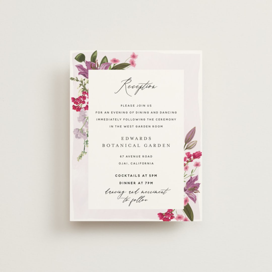 "Gather" - Reception Cards in Lilac by Susan Moyal - Front