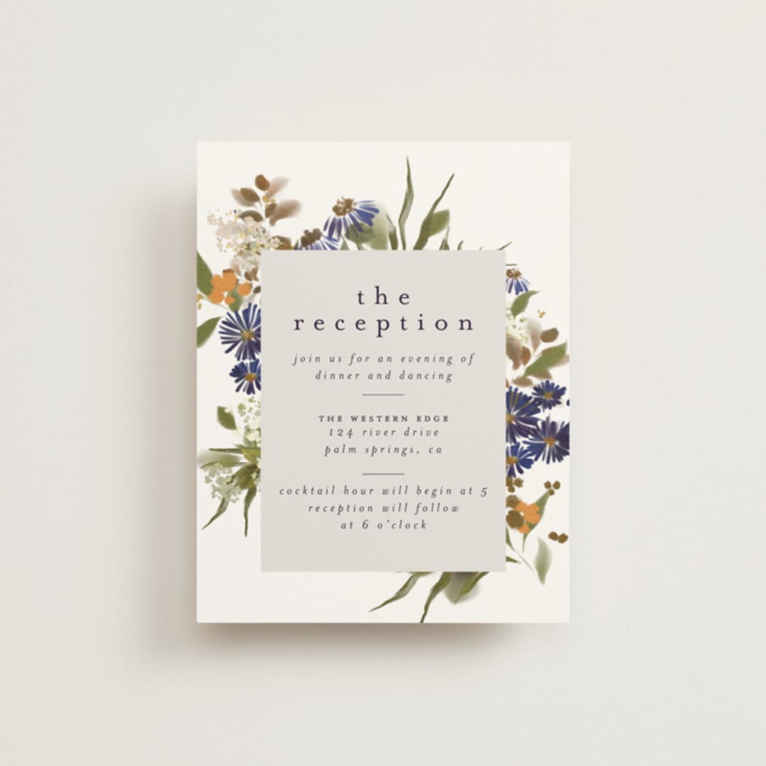 "Pressed Garden" - Reception Cards in Fall by Grace Kreinbrink - Front
